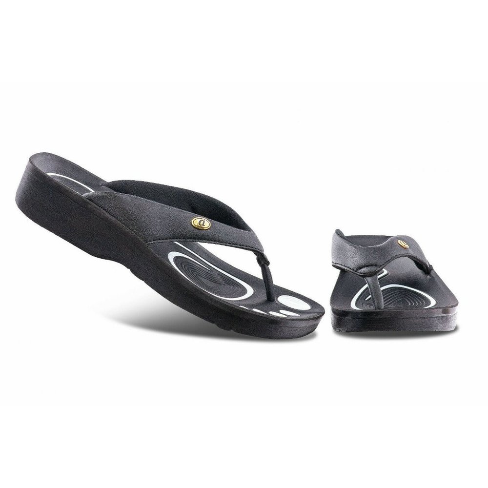 AEROTHOTIC Womens Orthotic Flip-Flops Sandal Pearly Black Size 6 - NEW IN BOX